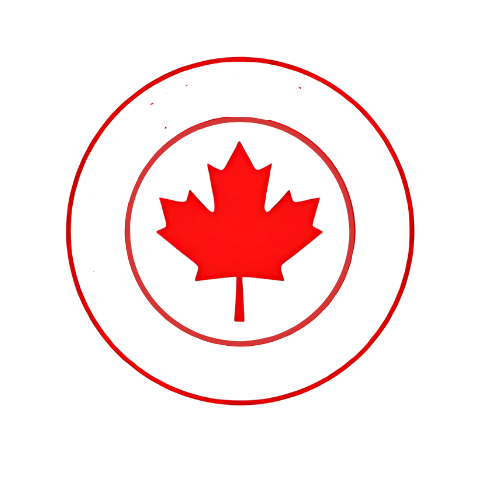 Circular logo featuring the Canada flag
